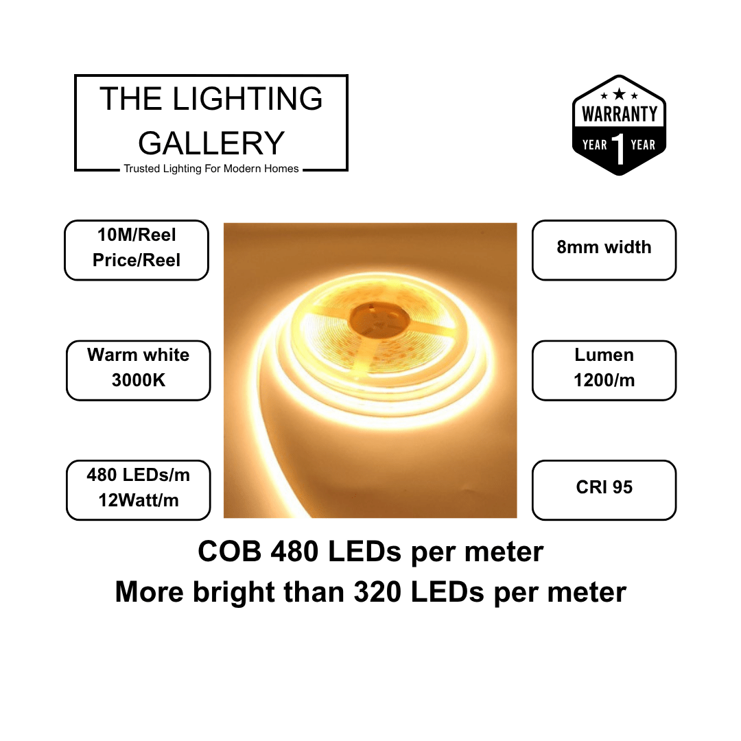 24V COB LED Strip Light 8mm for cove lighting