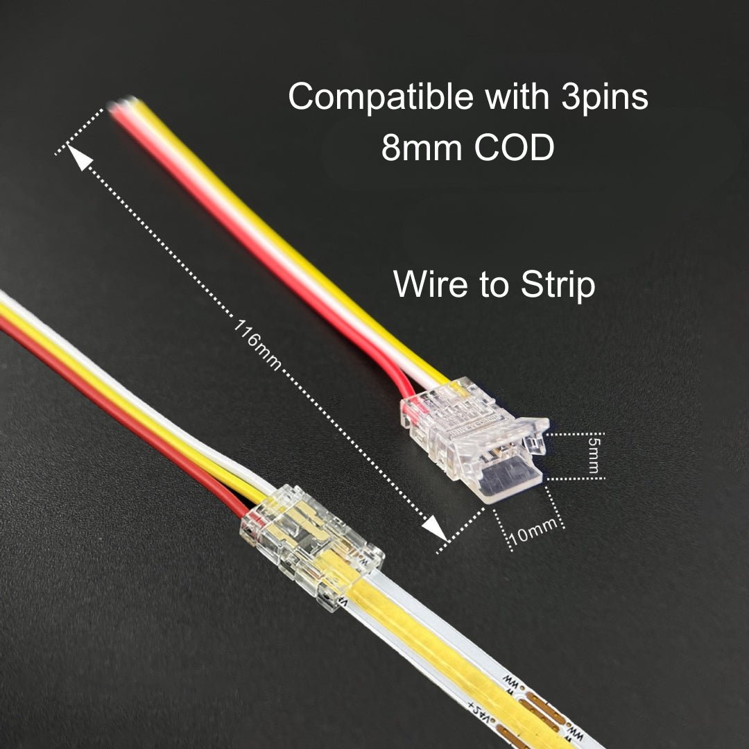 LED strip connector solderless 8mm - THE LIGHTING GALLERY
