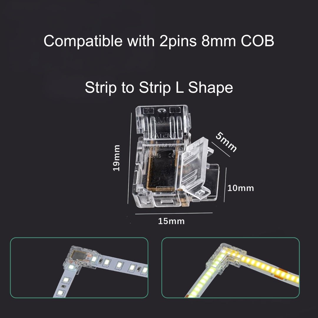 LED strip connector solderless 8mm - THE LIGHTING GALLERY